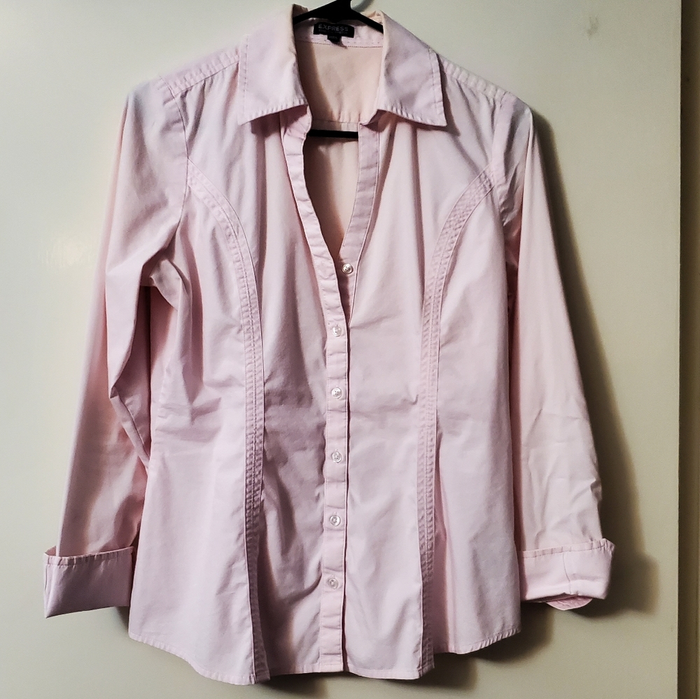 Express Fitted pink long sleeve button down size M